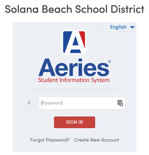 parent portal password screen 